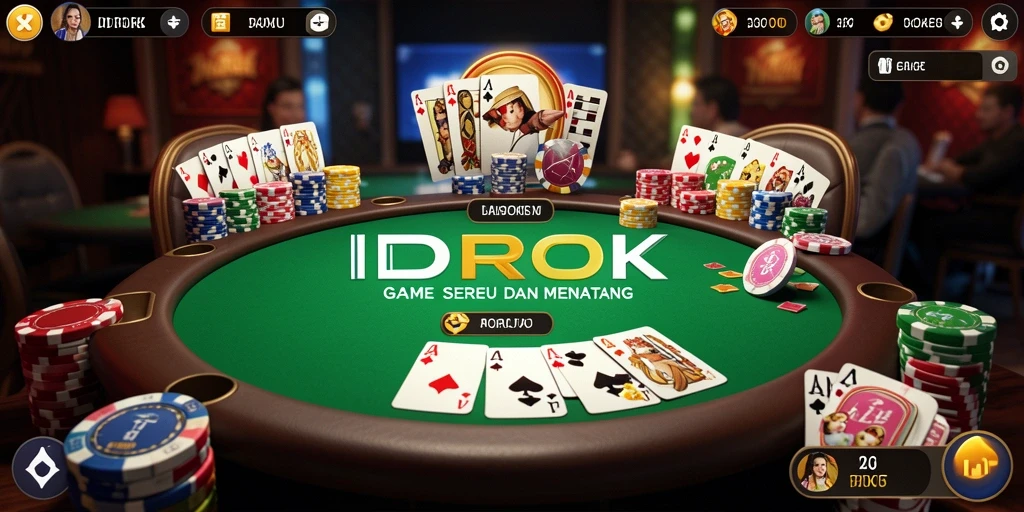 Screenshot utama gameplay IDROK yang menunjukkan keseruan permainan Poker.