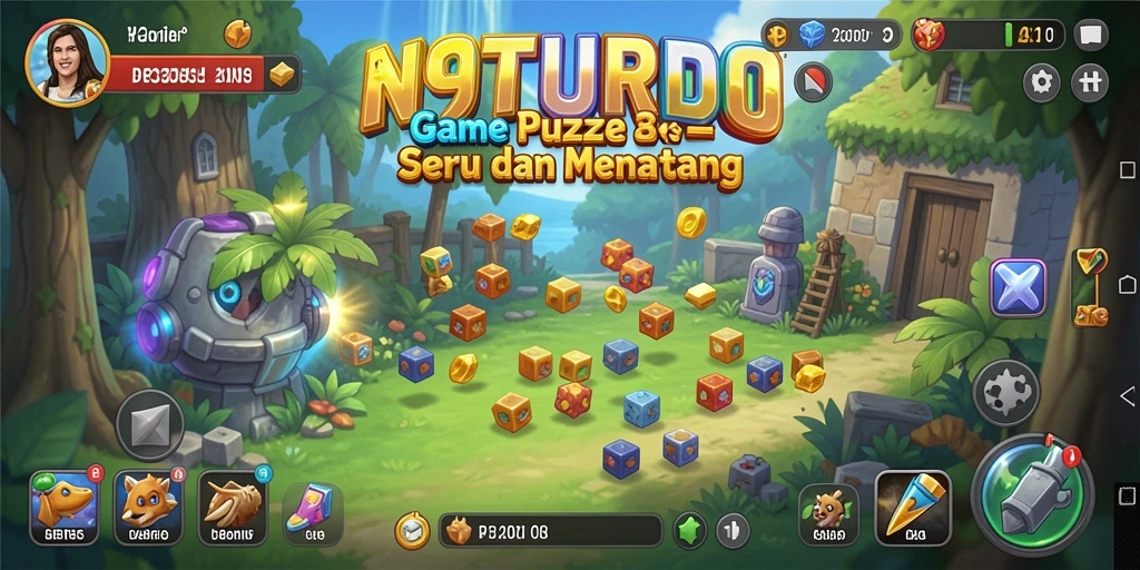 Tangkapan layar gameplay N9TURBO yang menampilkan teka-teki seru.