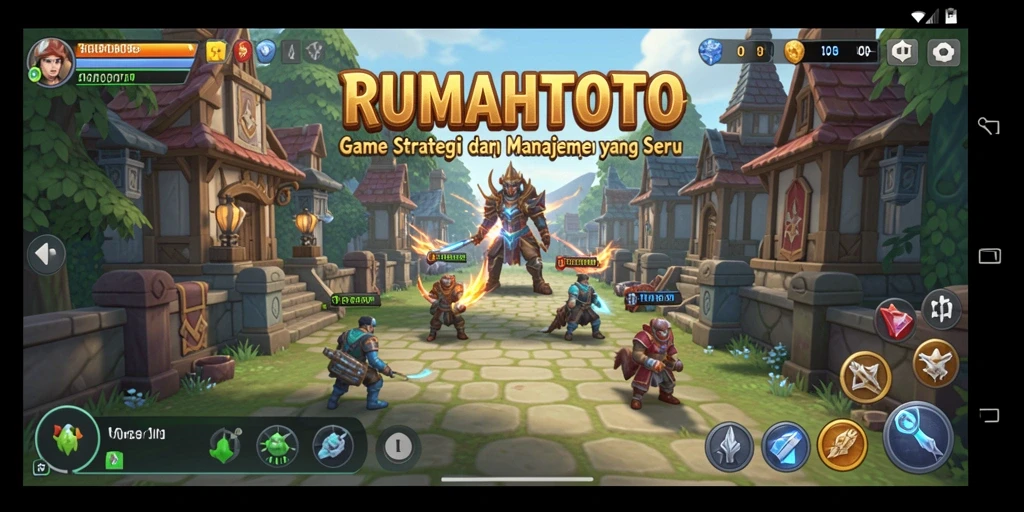Tampilan utama gameplay RUMAHTOTO dengan desain rumah yang menarik.